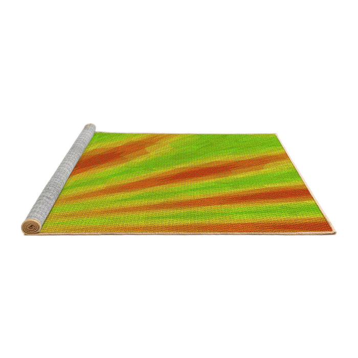 Sideview of Machine Washable Transitional Green Rug, wshpat1602yw