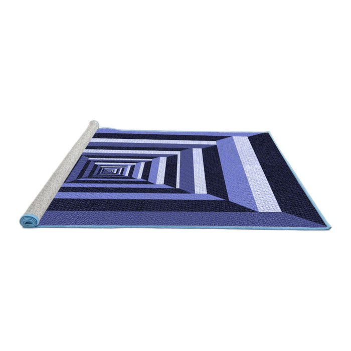 Sideview of Machine Washable Transitional Night Blue Rug, wshpat1604blu