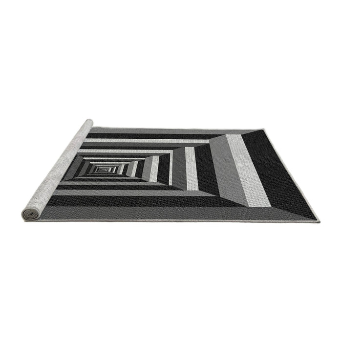 Sideview of Machine Washable Transitional Midnight Gray Rug, wshpat1604gry