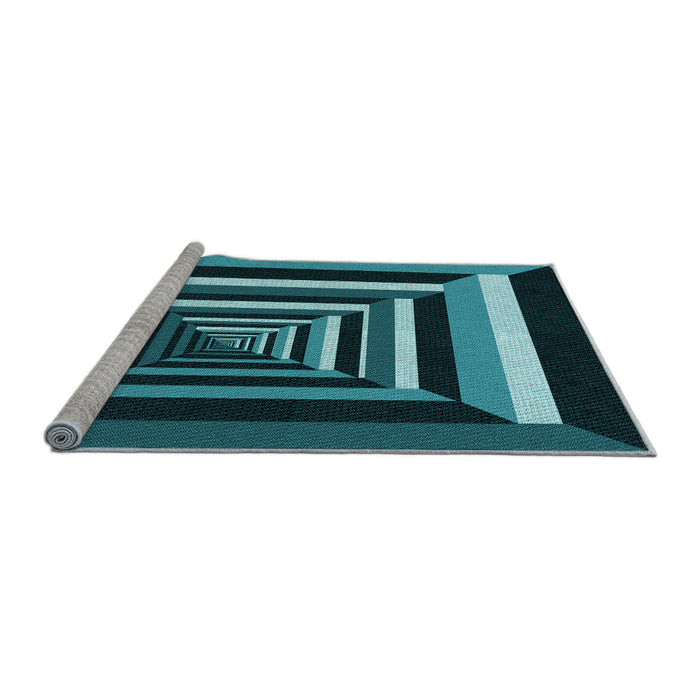 Sideview of Machine Washable Transitional Deep Teal Green Rug, wshpat1604lblu