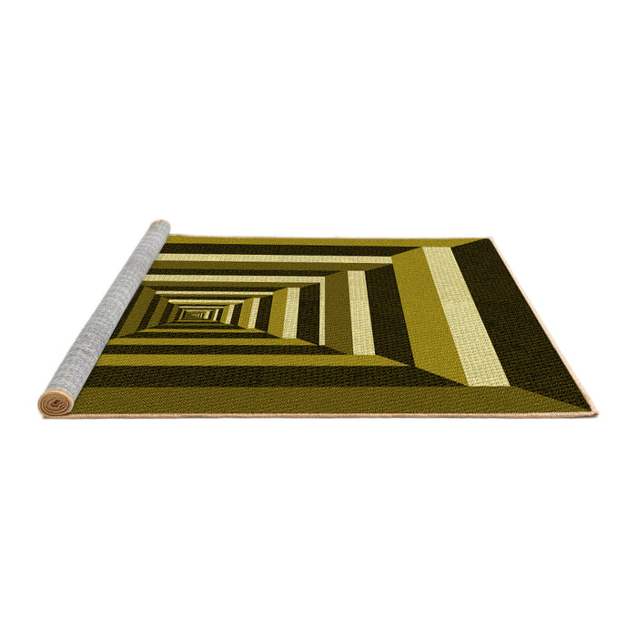Sideview of Machine Washable Transitional Caramel Brown Rug, wshpat1604yw