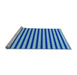 Sideview of Machine Washable Transitional Blue Rug, wshpat1605lblu