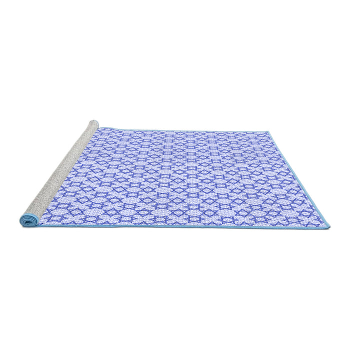 Sideview of Machine Washable Transitional Lavender Blue Rug, wshpat1607blu