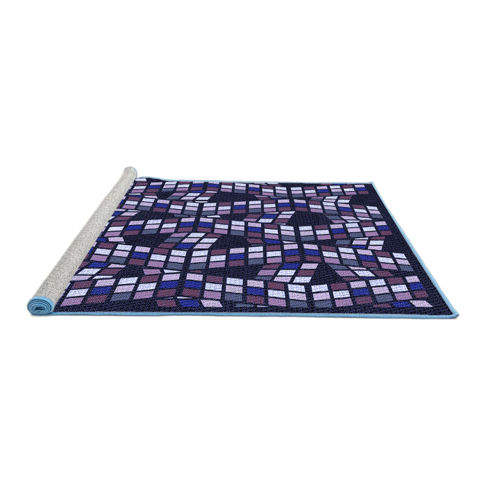 Sideview of Machine Washable Transitional Night Blue Rug, wshpat1608blu
