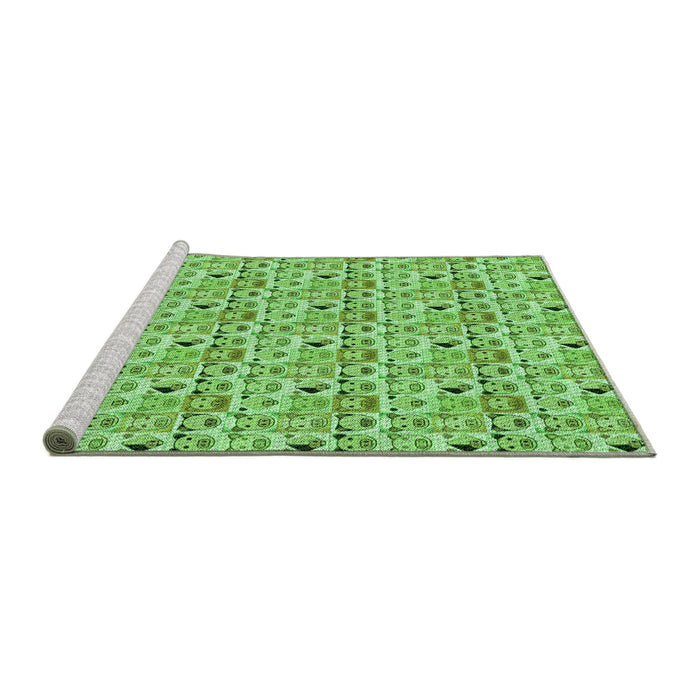 Sideview of Machine Washable Transitional Dark Lime Green Rug, wshpat1609grn