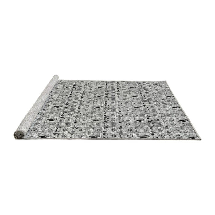 Sideview of Machine Washable Transitional Gray Rug, wshpat1609gry