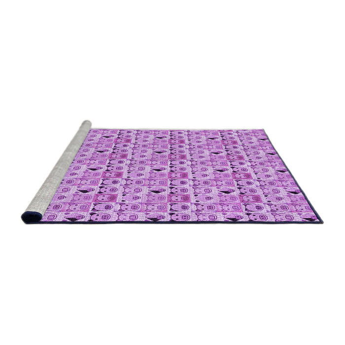 Sideview of Machine Washable Transitional Blossom Pink Rug, wshpat1609pur