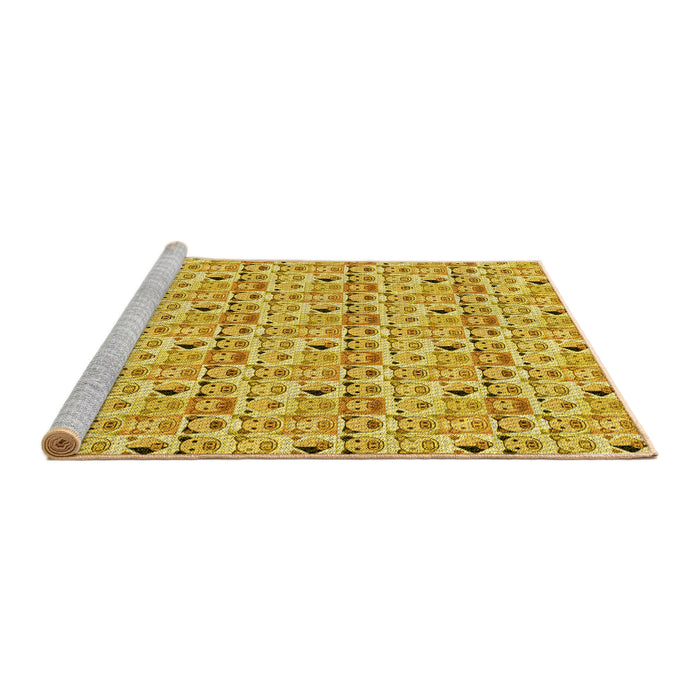 Sideview of Machine Washable Transitional Bright Gold Yellow Rug, wshpat1609yw