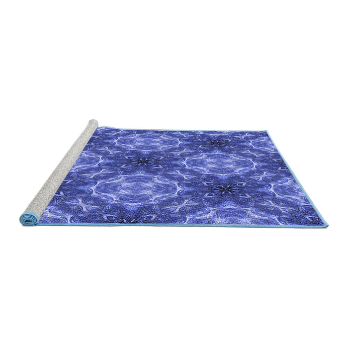 Sideview of Machine Washable Transitional Sky Blue Rug, wshpat1611blu
