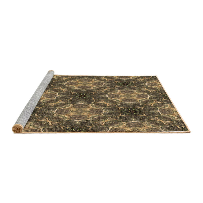 Sideview of Machine Washable Transitional Bronze Brown Rug, wshpat1611brn