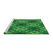 Sideview of Machine Washable Transitional Green Rug, wshpat1611grn