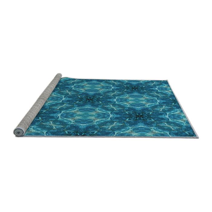 Sideview of Machine Washable Transitional Blue Rug, wshpat1611lblu