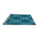 Sideview of Machine Washable Transitional Blue Rug, wshpat1611lblu