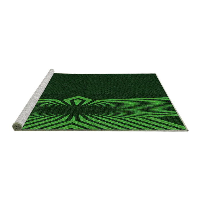 Sideview of Machine Washable Transitional Green Rug, wshpat1612grn