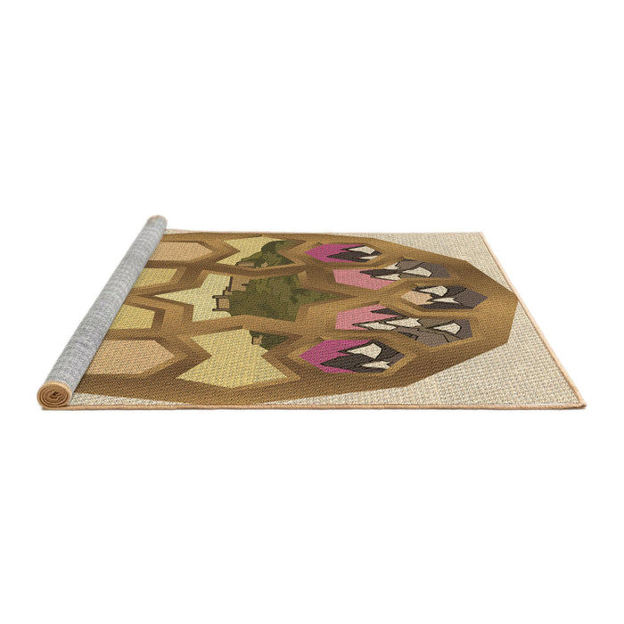 Sideview of Machine Washable Transitional Light Brown Rug, wshpat1613brn