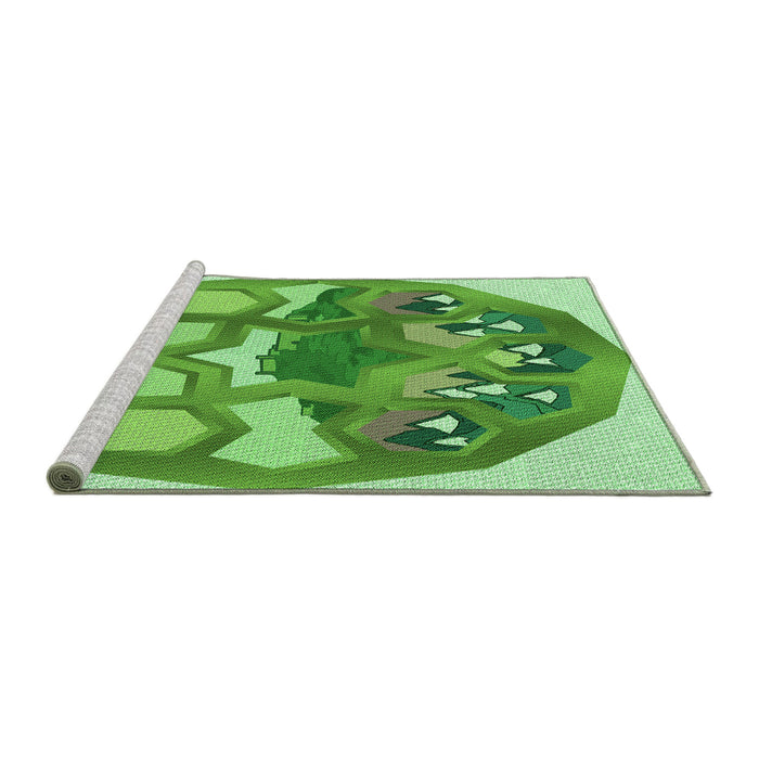 Sideview of Machine Washable Transitional Dark Lime Green Rug, wshpat1613grn