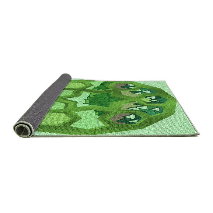 Thickness of Patterned Dark Lime Green Rug, pat1613grn