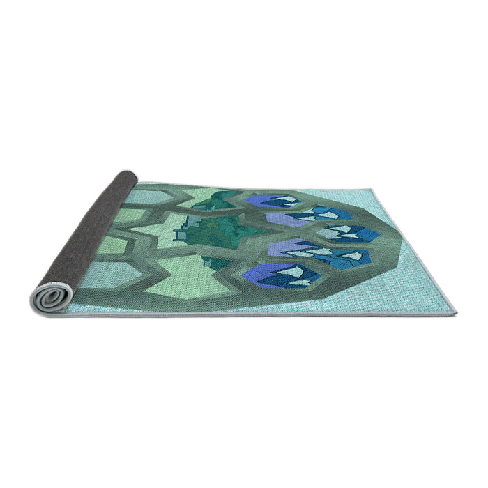 Thickness of Patterned Tiffany Blue Rug, pat1613lblu