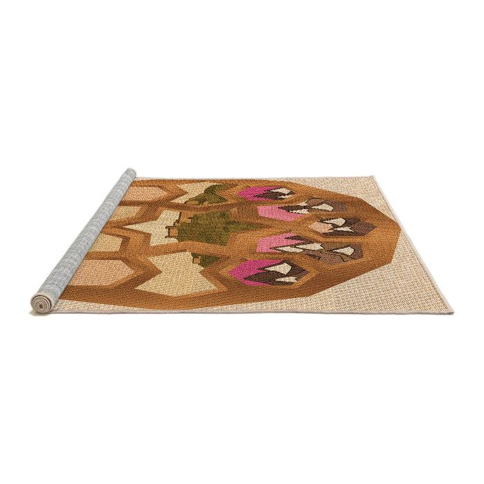 Sideview of Machine Washable Transitional Mahogany Brown Rug, wshpat1613org