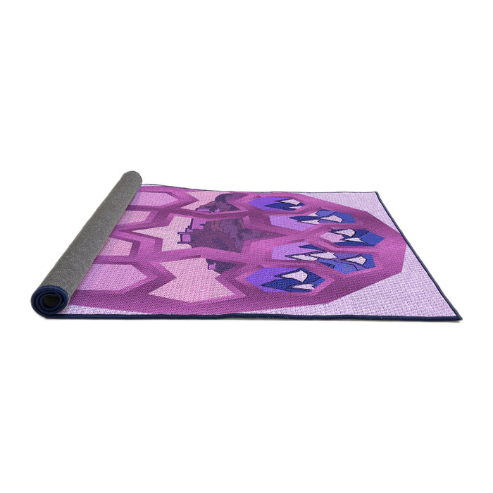 Thickness of Patterned Pastel Purple Pink Rug, pat1613pur
