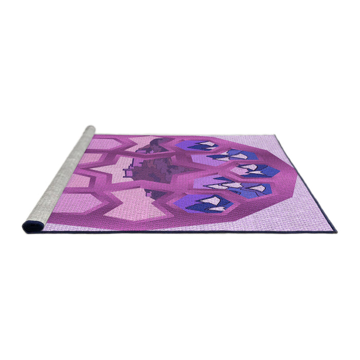 Sideview of Machine Washable Transitional Pastel Purple Pink Rug, wshpat1613pur
