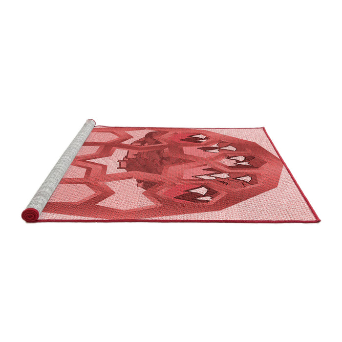 Sideview of Machine Washable Transitional Pastel Pink Rug, wshpat1613rd