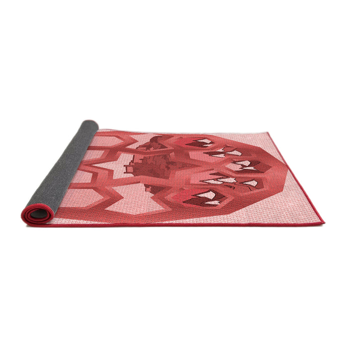 Thickness of Patterned Pastel Pink Rug, pat1613rd