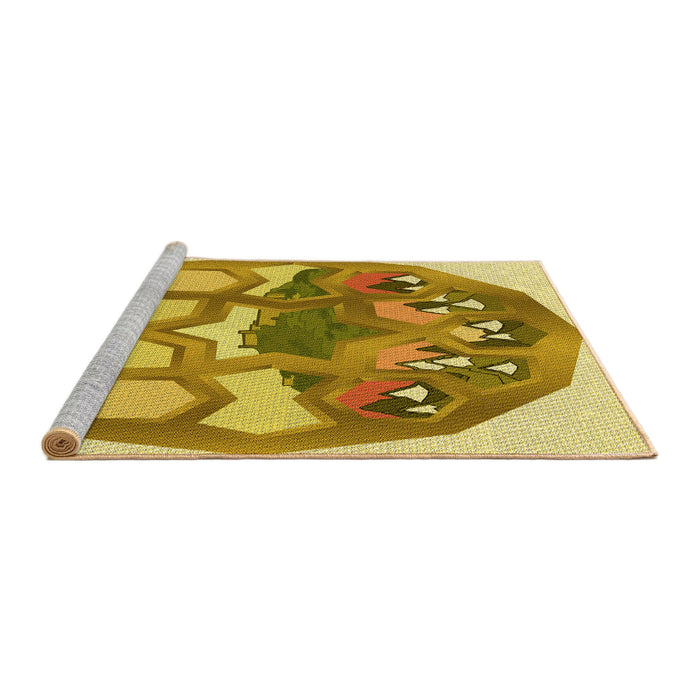 Sideview of Machine Washable Transitional Bold Yellow Rug, wshpat1613yw