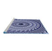 Sideview of Machine Washable Transitional Blue Rug, wshpat1614blu