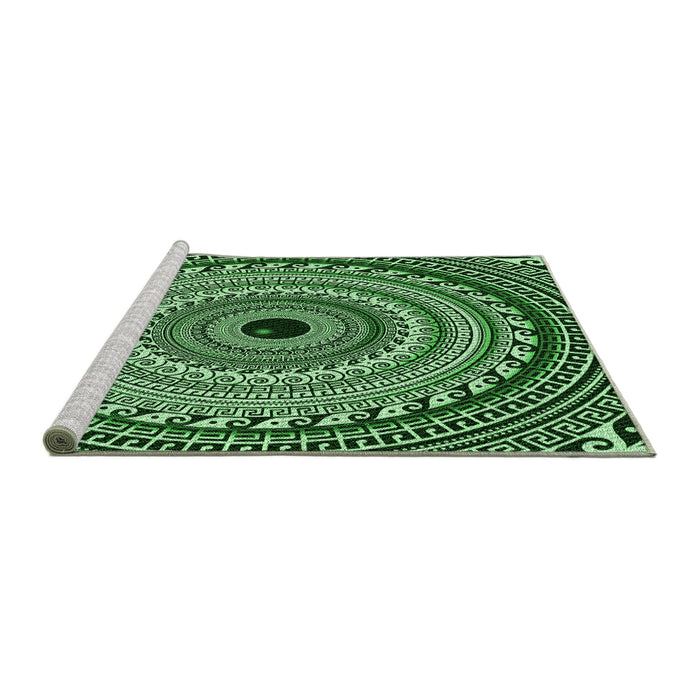 Sideview of Machine Washable Transitional Pastel Green Rug, wshpat1614grn