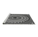 Sideview of Machine Washable Transitional Charcoal Black Rug, wshpat1614gry