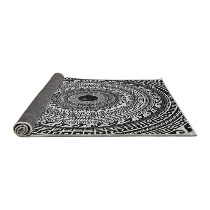 Thickness of Patterned Charcoal Black Rug, pat1614gry