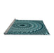 Sideview of Machine Washable Transitional Deep Teal Green Rug, wshpat1614lblu