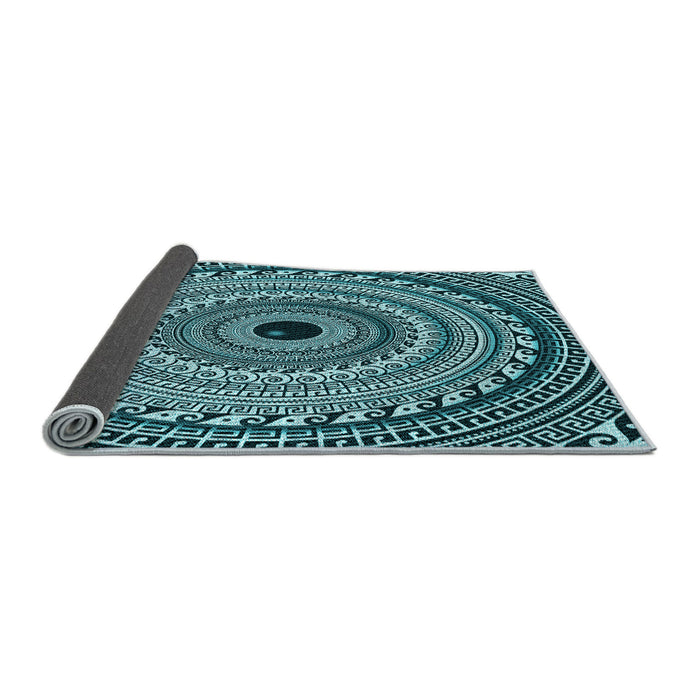 Thickness of Patterned Deep Teal Green Rug, pat1614lblu