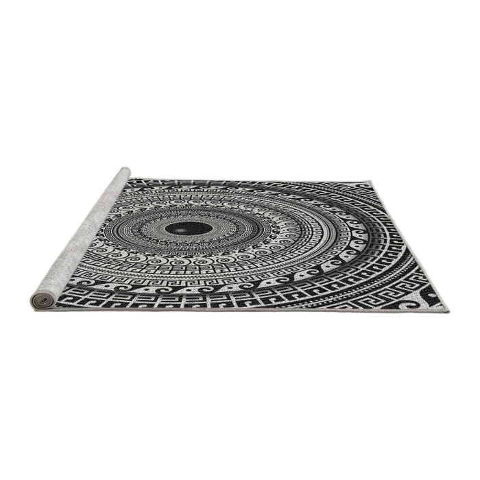 Sideview of Machine Washable Transitional Charcoal Black Rug, wshpat1615gry