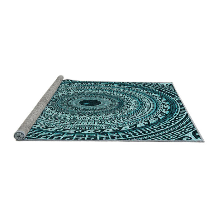 Sideview of Machine Washable Transitional Deep Teal Green Rug, wshpat1615lblu