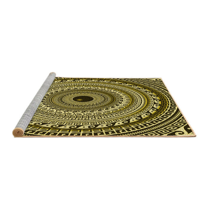 Sideview of Machine Washable Transitional Black Brown Rug, wshpat1615yw