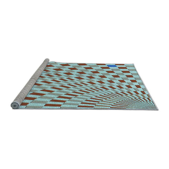 Sideview of Machine Washable Transitional Blue Rug, wshpat1616lblu