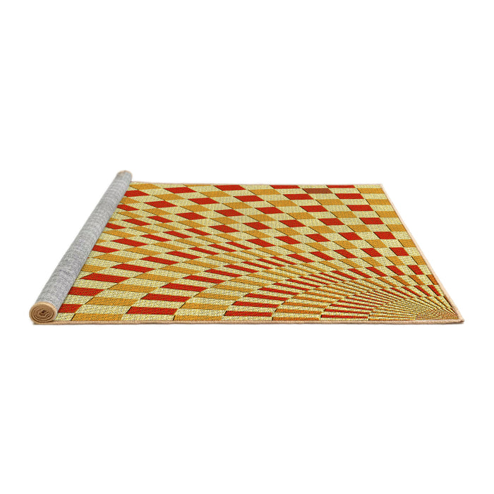 Sideview of Machine Washable Transitional Orange Red Orange Rug, wshpat1616yw