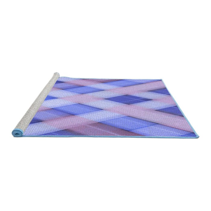 Sideview of Machine Washable Transitional Blue Rug, wshpat1617blu