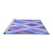 Sideview of Machine Washable Transitional Blue Rug, wshpat1617blu