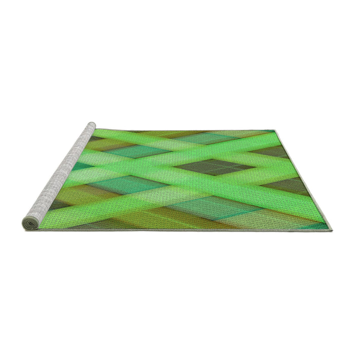 Sideview of Machine Washable Transitional Emerald Green Rug, wshpat1617grn
