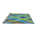 Sideview of Machine Washable Transitional Green Rug, wshpat1617lblu