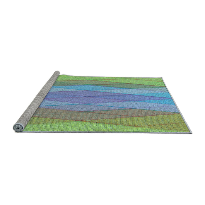 Sideview of Machine Washable Transitional Green Rug, wshpat1618lblu