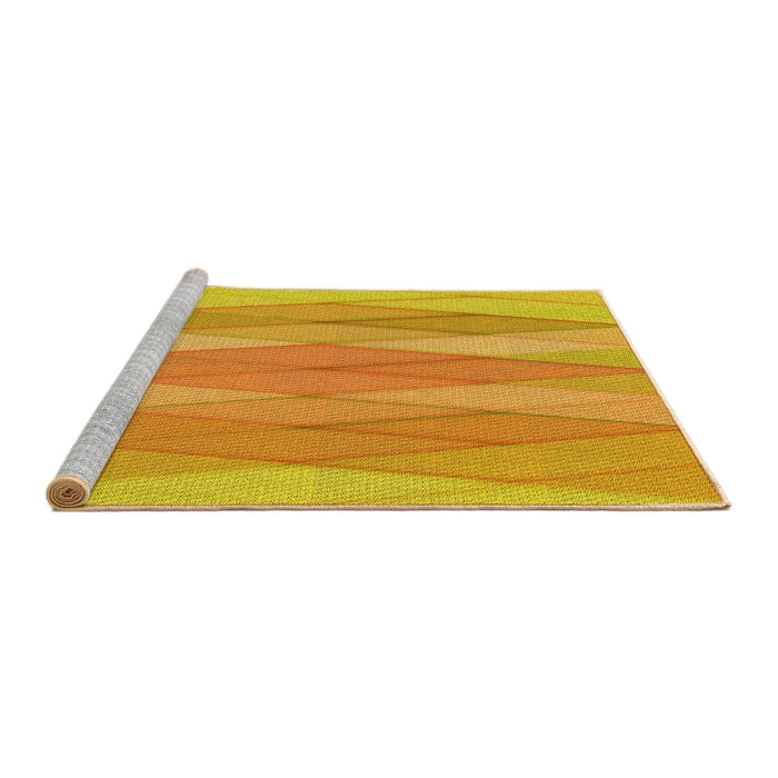 Sideview of Machine Washable Transitional Neon Orange Rug, wshpat1618yw