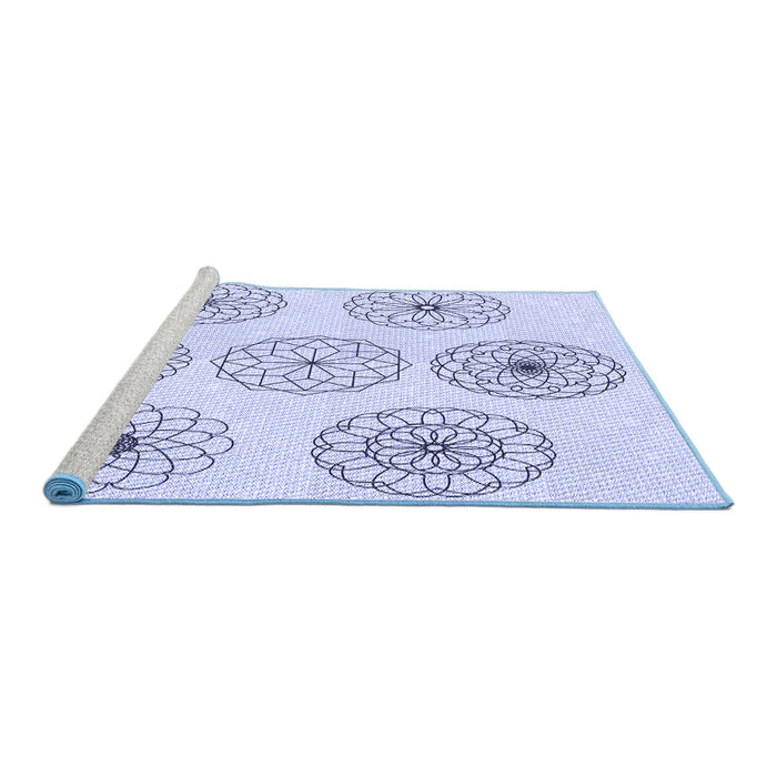 Sideview of Machine Washable Transitional Lavender Blue Rug, wshpat1619blu