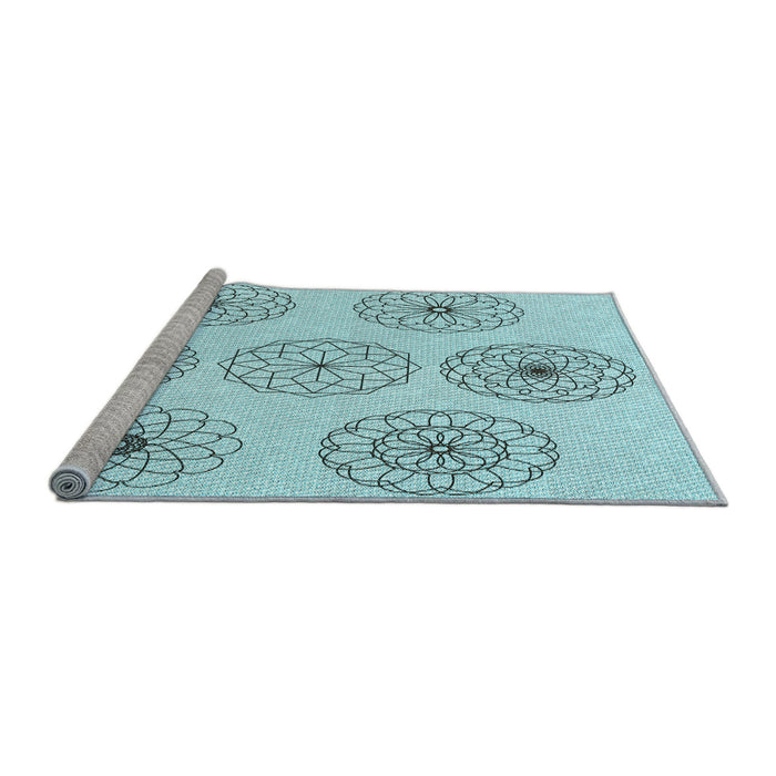 Sideview of Machine Washable Transitional Electric Blue Rug, wshpat1619lblu
