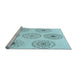 Sideview of Machine Washable Transitional Electric Blue Rug, wshpat1619lblu