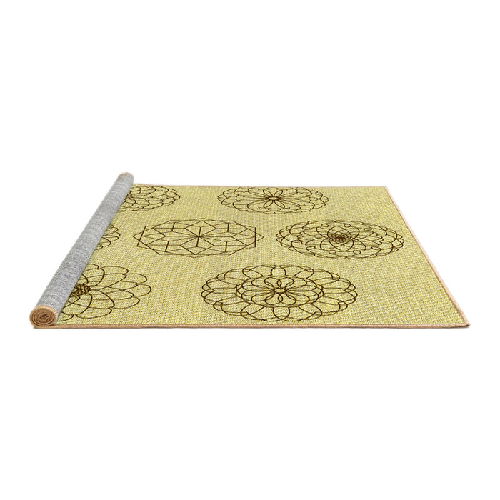 Sideview of Machine Washable Transitional Sun Yellow Rug, wshpat1619yw