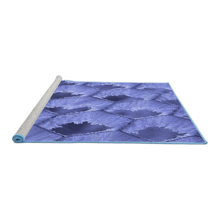 Sideview of Machine Washable Transitional Sky Blue Rug, wshpat162blu